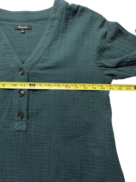 Madewell Lightspun Evert Cotton Gauze Top in Midnight Green • Size Medium - Picture 4 of 7
